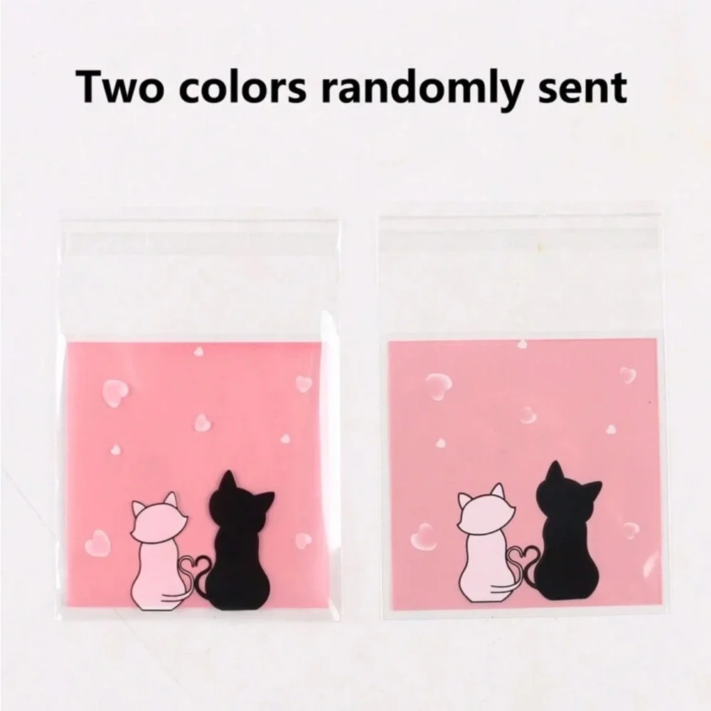 Cute Cat Party Favor Small Bags - Pink and Black (50 pack)